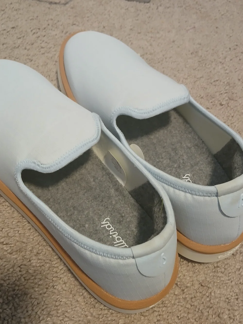 allbirds Light Blue Slip-On Loafers with White Sole